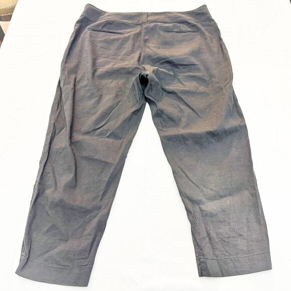 Eileen Fisher Dark Gray Cropped Linen Straight Leg Pants Size 16 - Picture 6 of 8